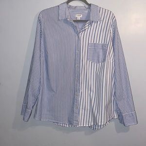 J crew contrasting stripes button up size 2x